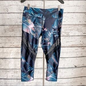 Fabletics Mid Rise Powerhold Capri tropical palm print